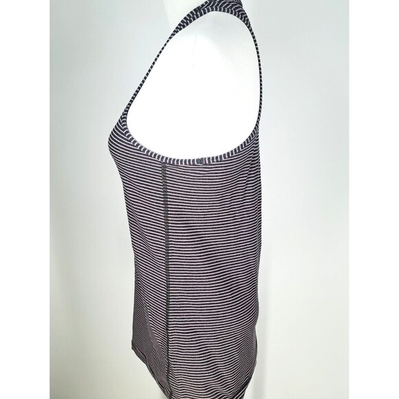 Lululemon Cool Racerback Tank Top Size 4/6 Grey Pink Striped Yoga Pilates Fitted - Picture 3 of 6